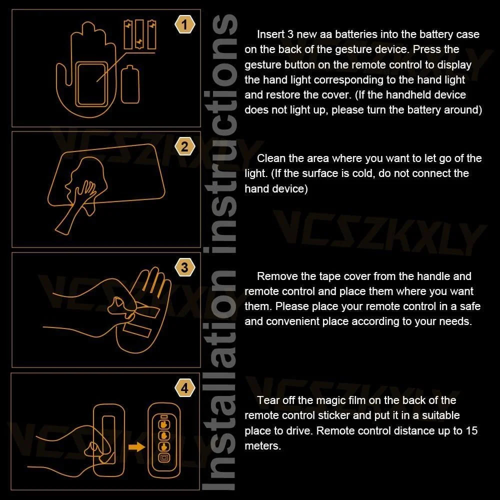 4 Gesture Hand LED Indicator for Car Rear Window Middle Finger, with Remote