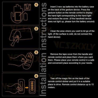 4 Gesture Hand LED Indicator for Car Rear Window Middle Finger, with Remote